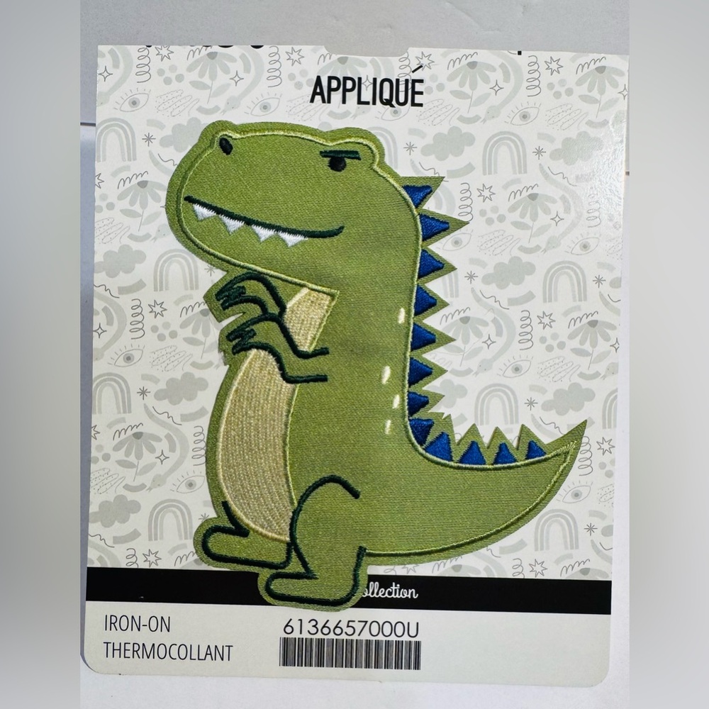 T-Rex Dinosaur Embroidered Iron-On Patch NWT